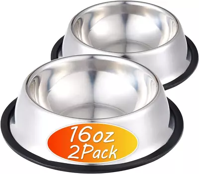 Stainless Steel Dog Bowl With Rubber Base For Food And Water Pet Food Container • $17.88