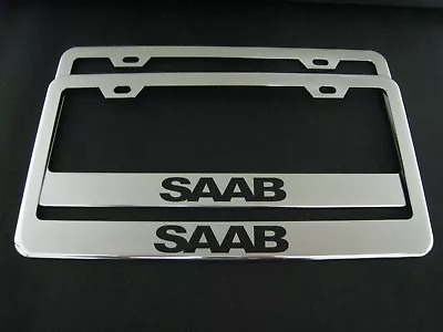 2x SAAB Stainless Steel License Plate Frame Rust Free W/ Caps • $25.58