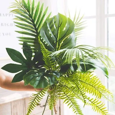 £10.99 • Buy 60PCS Tropical Large Artificial Palm Leaves Foliage Luau Hawaiian Party Decor