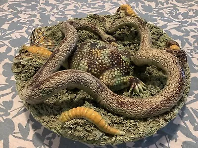 Cuhna Palissy Majolica Toad And Snake Plate • £800