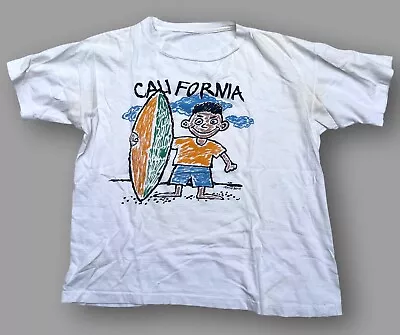 Vintage 80's T-shirt California Venice Beach Surfer Boy Men's M White Cotton • $29