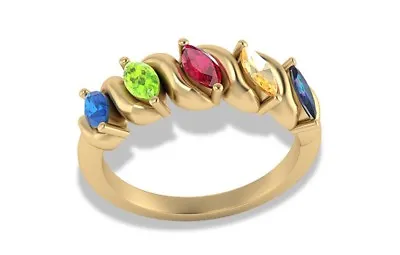 Personalized 14K Yellow Gold Birthstone Stone Mother's Ring  • $250