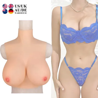 Breast Forms Fake Breasts Silicone BreastPlate Realistic Fake Boobs Drag C-G CUP • $96.98