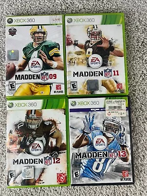 Lot Of 4 Madden NFL Xbox 360 Games Bundle -2009 2011 2012 2013 • $9.41