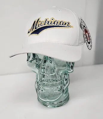 University Of Michigan Wolverines Navy Logo White Adjustable Curved Bill Hat Cap • $22.95