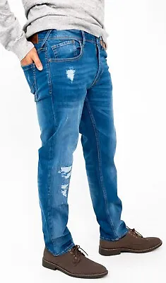 Men's Ripped Distressed Jeans For Men Slim Fit Fashion Jeans Stretch Fit Pants • $24.99