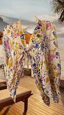$64 • Buy Tigerlily Vintage Floral Viscose Tie Up Cover Up Size M
