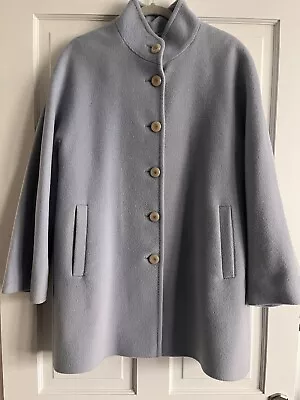 Jaeger Coat Wool Cashmere Angora Light Blue Sz 14 Soft VGC • £27