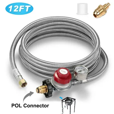 12FT Hose High Pressure 30PSI Adjustable Propane Regulator With Gauge Indicator • $33