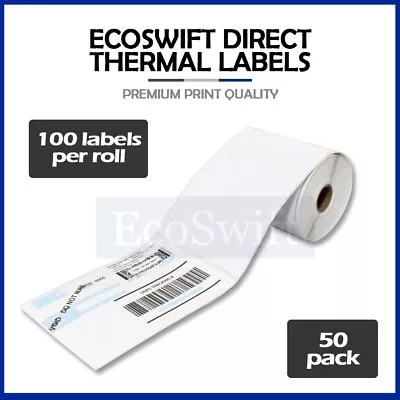 50 Rolls EcoSwift 100 4 X 6 Zebra 2844 Eltron Direct Thermal Printer 5000 Labels • $55.99