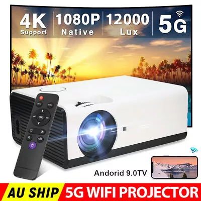 5G WiFi Projector HDMI AV USB LED HD 1080P Bluetooth Home Cinema Portable Party • $135.95
