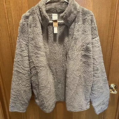 VICTORIA'S SECRET PINK Teddy Full-Zip Jacket Large L Grey Gray NWT VS • $34.99