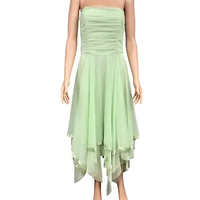 Masquerade | Y2K Fairy Light Green Handkerchief Hem Strapless Formal Dress • $29.99