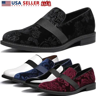 Men's Dress Shoes Tuxedo Shoe Loafer Shoes Classic Patent Leather Shoes Size US • $31.89