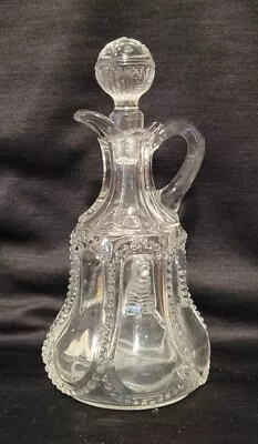 Vintage  Beaded Crystal Cruet With Stopper Oil Vinegar Bottle Glass 7  Tall • $7.99