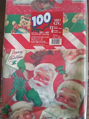 NOS Vintage Cleo Christmas Gift Wrap 100 Sq Ft 8 Designs 12 Sheets • $15