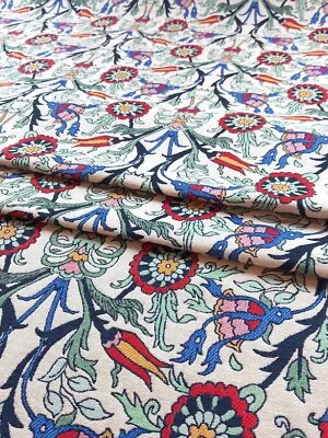 Tapestry Turkish Tulip Heavyweight Floral Boho Ethnic Upholstery Curtain Fabric • £2.99