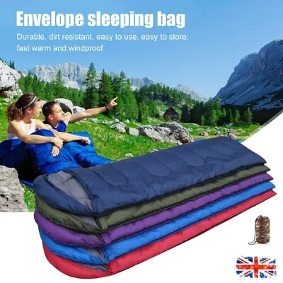3-4 Season Single Sleeping Bags Camping Rectangular Envelope Zip Up Kids Adult • £17.51