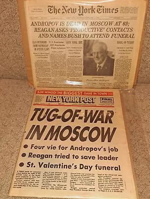 Vintage 2/11/84 Vintage Newspapers Andropov Is Dead New York Times New York Post • $20