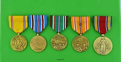 European & Asiatic Campaign 5 Medal Set - Pearl Harbor To WWII Victory Full Size • $79.95