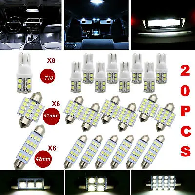 $7.78 • Buy 20pcs Car Interior White Combo LED Map Dome Door Trunk License Plate Light Bulbs