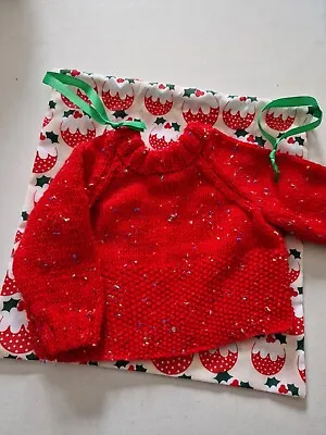 New Handmade Red Newborn 0-3 Months Christmas Jumper With Gift Bag 18 Inch Chest • £3.50
