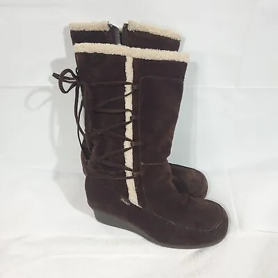 MUDD Suede Fringe Tall Moccasin Boots Chestnut Brown Women's Size 11M • $26