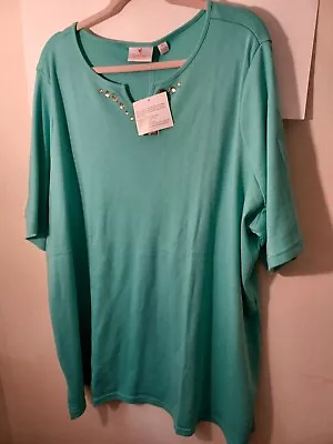 Quacker Factory Womens Jeweled Neckline Pullover Tee Shirt New Size 3X  • $23