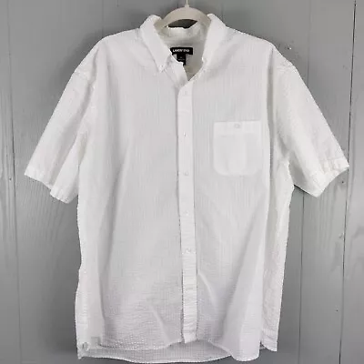 Lands End Seersucker Shirt Mens Extra Large White Traditional Fit Breezy Classic • $14.99