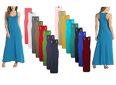£8.49 • Buy Ladies Womens Jersey Muscle Racer Back Maxi Long Vest Summer Dress Sizes 8 -26