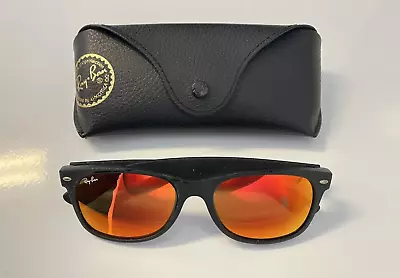 Ray-Ban Wayfarer RB 2132 Red Mirror Black Rubber Sunglasses 622/69 RB2132 & Case • $39.95