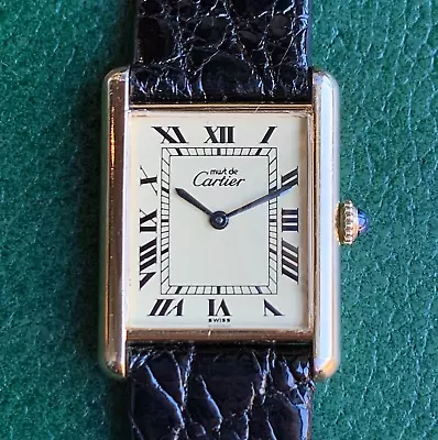 Must De Cartier Tank Unisex Manual Wind Argent .925 Wristwatch - Serviced • $1599