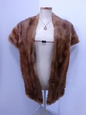 Mink Fur Cape Coat Jacket Brown One Size Women's 31033 • $49