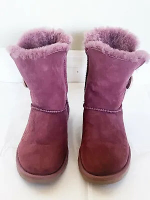 Ugg Australia Women Burgundy Suede Sheepskin Bailey Ii Booties Size: 6 • $74.99