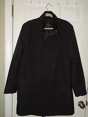 Mens Marc Anthony Black Dress Trench Jacket Parka Pea Coat Sz XL Quilted Lined • $59.99