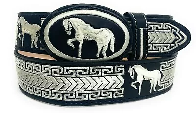 Men's Western Leather Belt Saddle Horse Cowboy Rodeo Belt. Cinto Vaquero Bordado • $29.99