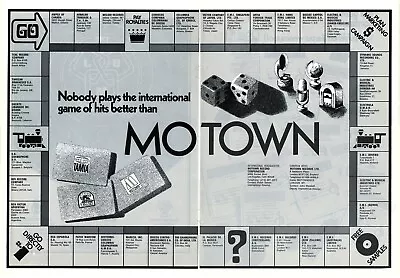 Rare! MOTOWN MONOPOLY Orig. 1974 Vintage 12x14-inch DBL-poster • $17.63