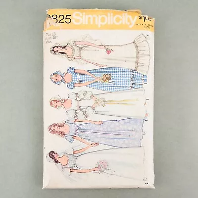 VTG 70s Simplicity Sewing Pattern 9825 Wedding Dress Bridesmaid Misses Size 18 • $15