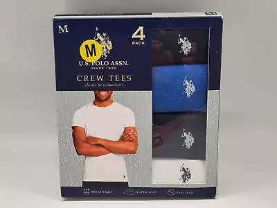 US POLO ASSN 4 Pack Logo White Blue Black Crew Neck T Shirt Classic Fit Mens M L • $32.95