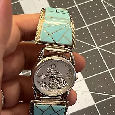 Men's Sterling Silver Watch Tips Eagle Quartz Watch Geometric Native American? • $145