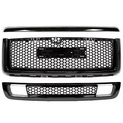 $162.30 • Buy For 2007-13 GMC Sierra 1500 Denali Pickup Upper Lower Grille Hood Molding Black