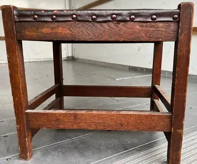 Antique Old Mission Oak Footstool Bench Arts & Crafts Period American Furniture • $296.25