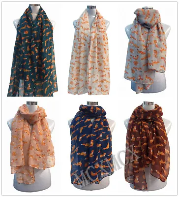 £3.49 • Buy Women Ladies Country Animals Foxes Pattern Print Shawl FashionScarf Warp Stole  