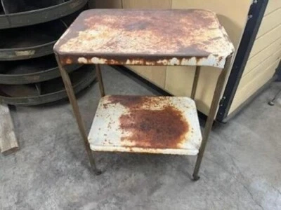 Vintage 2 Tier Utility Rolling Kitchen Cart - White/patina • $24.97