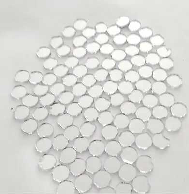 100 Glass Shisha Mirrors 10mm UNEVEN EDGES Round For Embroidery Quilting & Card • £6.99