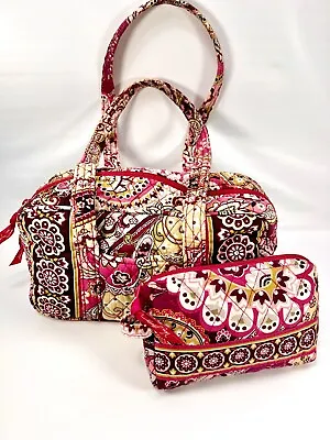 VERA BRADLEY Very Berry Paisley Duffle And Makeup Bag Retired Set • $25