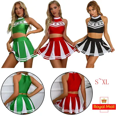 Cheerleader Cheerleading Fancy Dress Costume Adults Cheer Uniform Outfit Sports` • £18.04