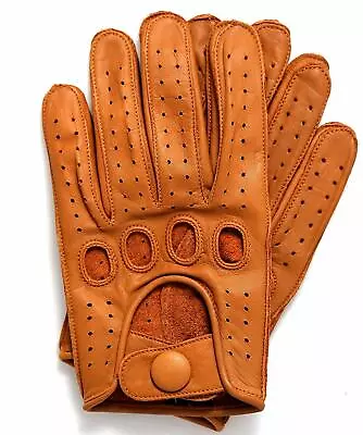 Riparo Men's Reverse Stitched Leather Driving Motorcycle Cosplay Gloves - Cognac • $69.97