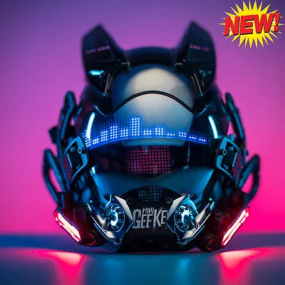 $149 • Buy Cyberpunk Helmet Mask Glowing Holiday Face Mask W/Light Halloween Helmet Cosplay