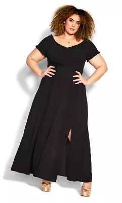 City Chic Ladies Island Detail Maxi Dress Size 16 Small Colour Black • $39.99